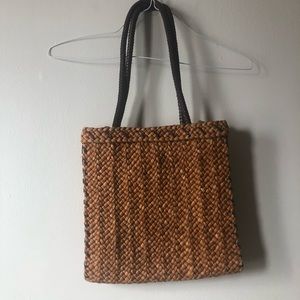 ❤️Vintage Summer Woven Bag Reddish Brown Leather Straps